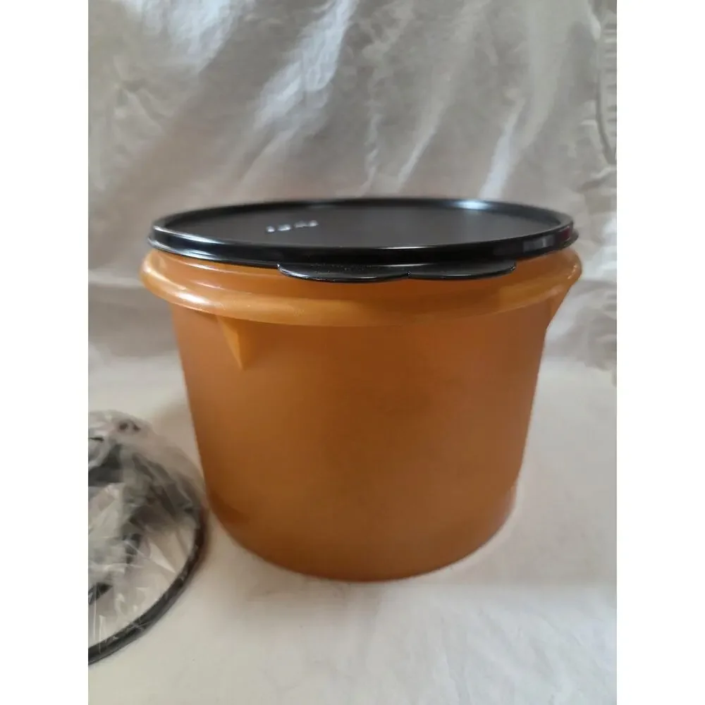 Tupperware Canister Glitter Orange Black Halloween With Cariolier Handle 14 Cups